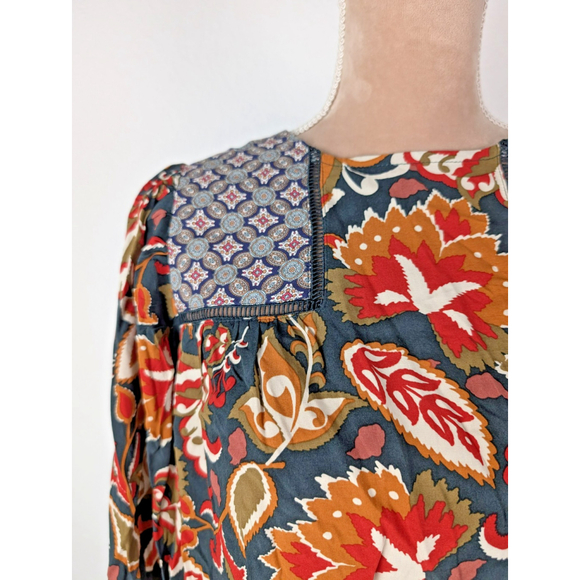 NWT Avara Fulton Floral Top Blouse Multi Color Sz XS Boho Peasant Mixed Print - Picture 5 of 13